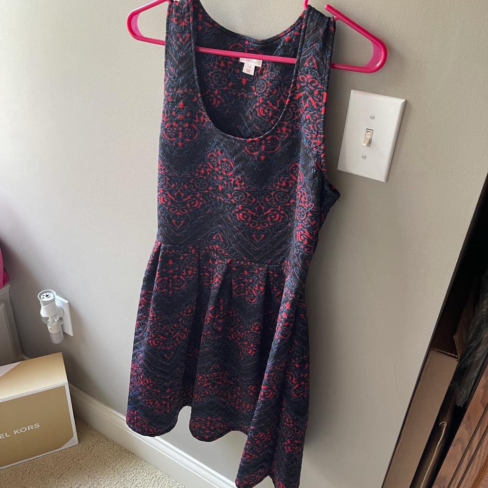 Navy & Red A Line Dress
